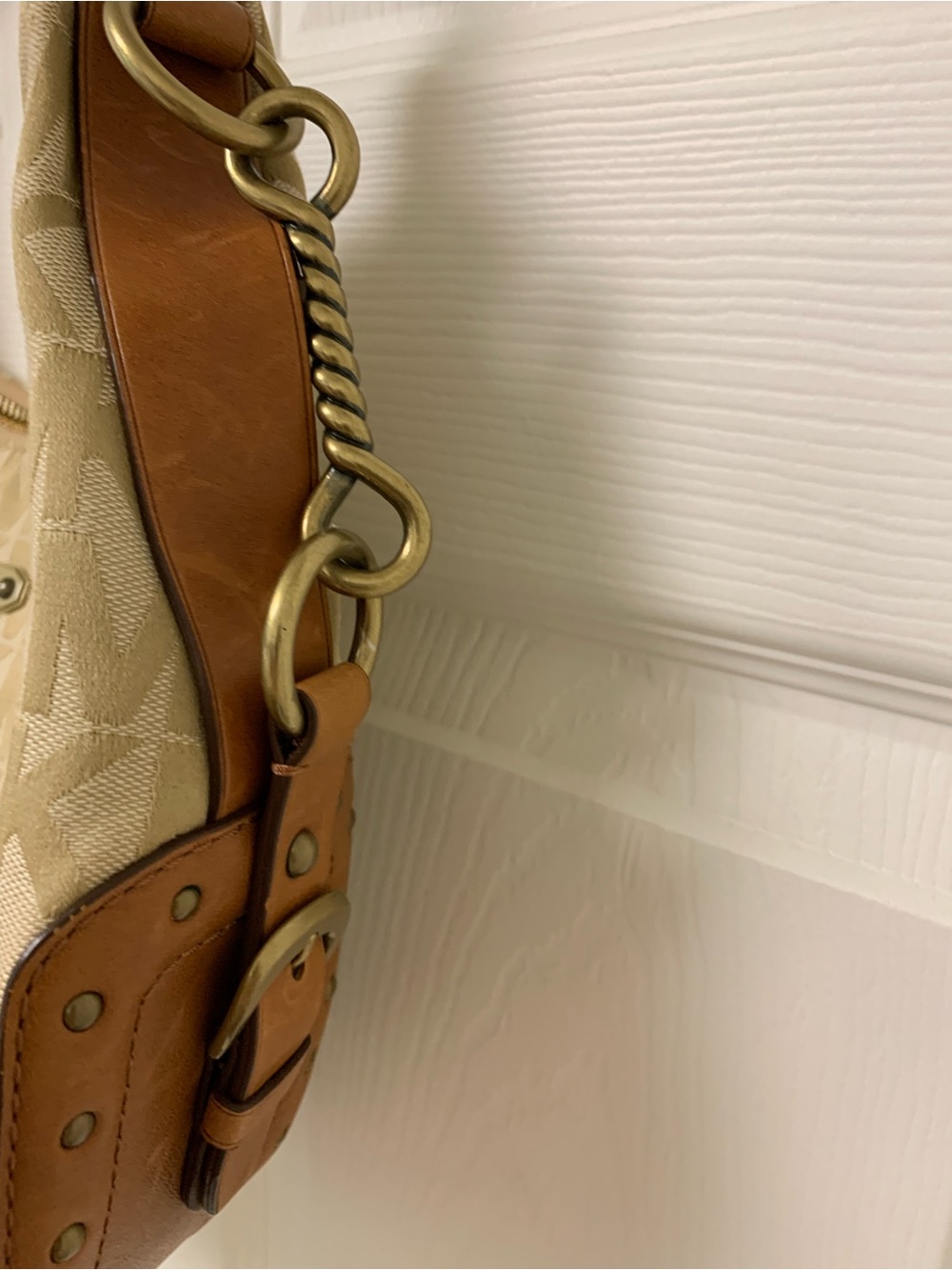 Michael Kors Tan & Beige Signature Canvas leather Hobo Bag - Picture 11 of 16